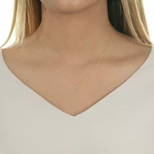 Leaf Jewelry Halskette Letter "H", 14 K Rosegold mit Diamanten Angebote