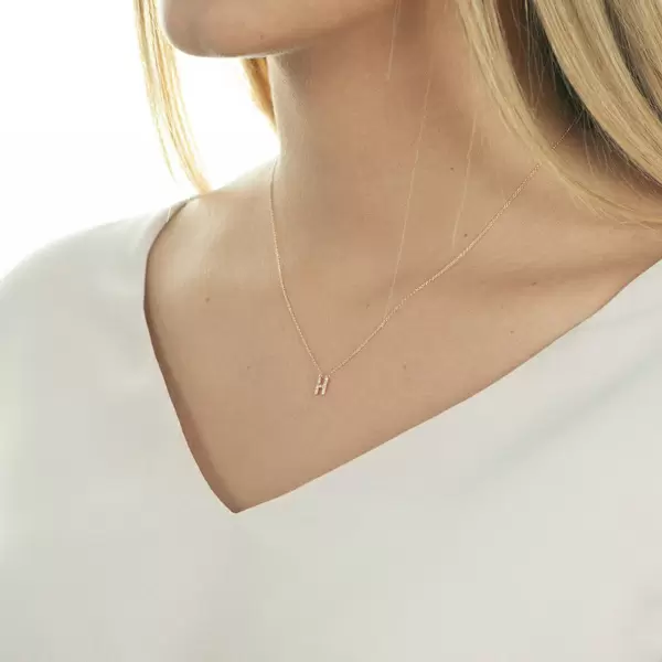 Leaf Jewelry Halskette Letter "H", 14 K Rosegold mit Diamanten Angebote
