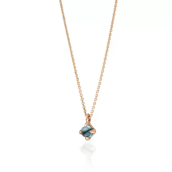 Leaf Jewelry Halskette Cabochon, Blauer Topas, 14 K Roségold Hotsell