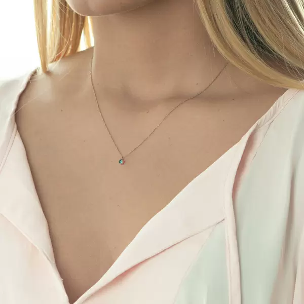 Leaf Jewelry Halskette Cabochon, Blauer Topas, 14 K Roségold Hotsell