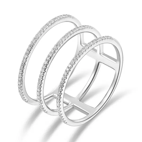 Leaf Jewelry Ring Triple mit Diamanten, 18K Weißgold Meist gekauft