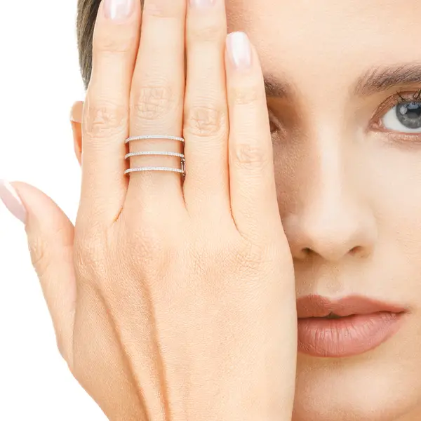 Leaf Jewelry Ring Triple mit Diamanten, 18K Weißgold Meist gekauft