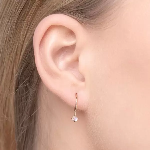 Leaf Jewelry Ohrringe Cabochon, Mondstein, 14 K Gelbgold Blitzverkäufe