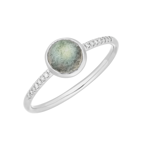 Leaf Jewelry Ring Labradorit mit Diamanten, 14K Weißgold Sonderangebot