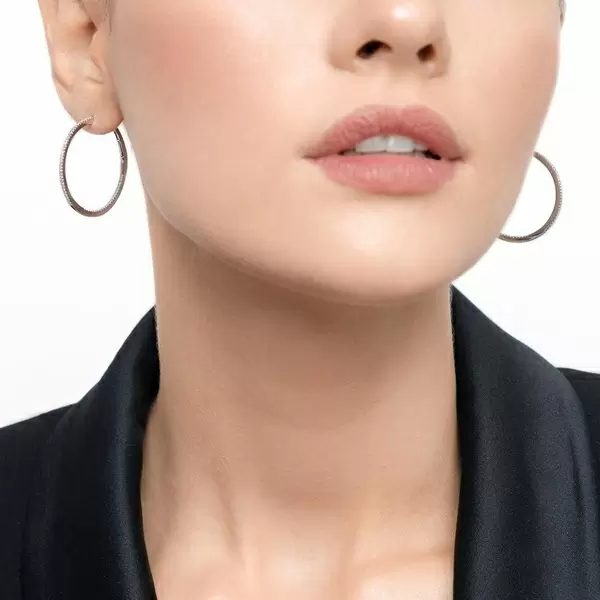 Leaf Jewelry Creole Circle M mit Diamanten, 30mm, 18 K Weißgold Flash Sale