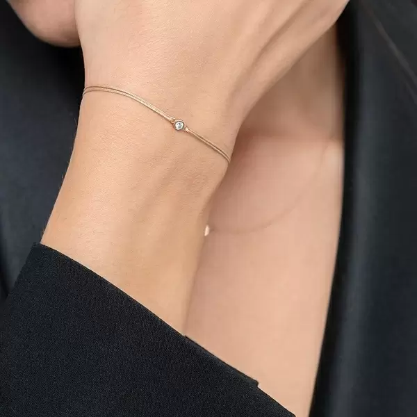 Leaf Jewelry Glücksbändchen "my first diamond", 14K Gelbgold, Beige Preisnachlass