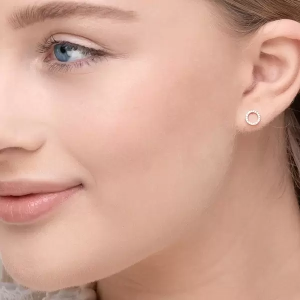 Leaf Jewelry Ohrringe Circle mit Diamanten, 18 K Rosegold Weihnachtsangebot