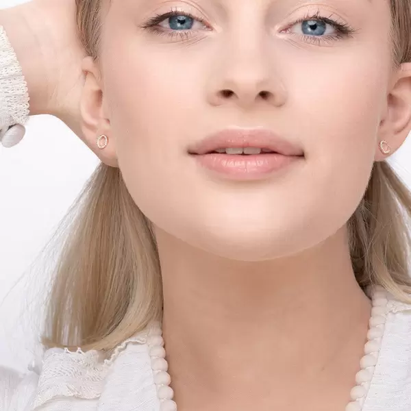 Leaf Jewelry Ohrringe Circle mit Diamanten, 18 K Rosegold Weihnachtsangebot