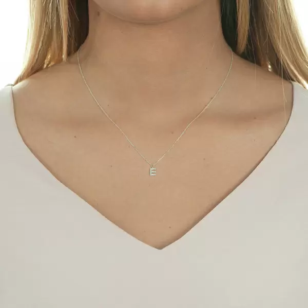 Leaf Jewelry Halskette Letter "E", 14 K Weißgold mit Diamanten Muttertagsangebot