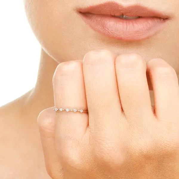 Leaf Jewelry Ring mit 5 Diamanten, 14K Rosegold Vatertagsangebot