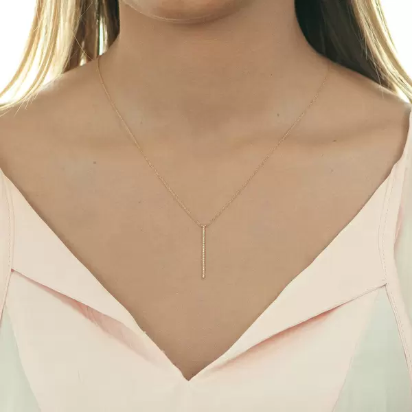 Leaf Jewelry Halskette Bar Diamanten, 18 K Rosegold Online Outlet