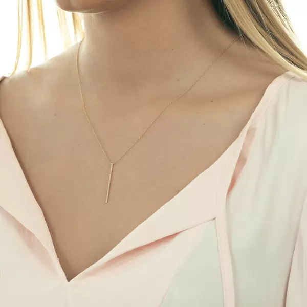 Leaf Jewelry Halskette Bar Diamanten, 18 K Rosegold Online Outlet