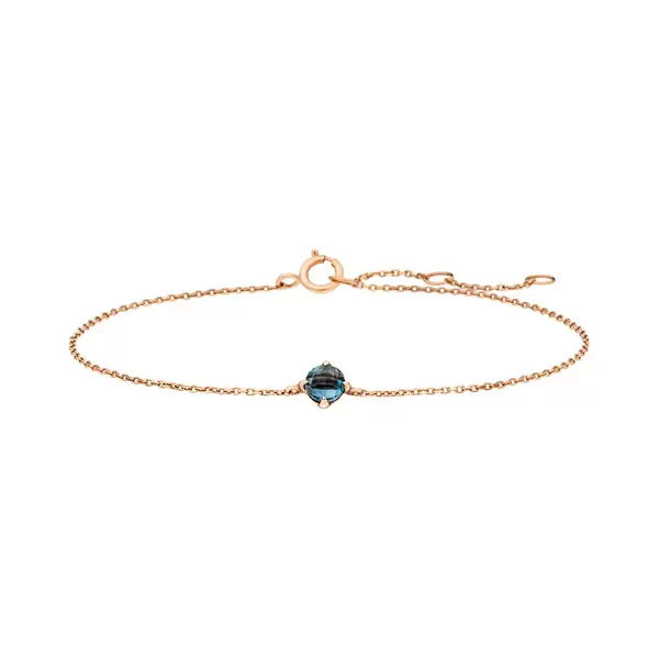 Leaf Jewelry Armkette Cabochon, Blue Topaz, 14 K Rosegold Blitzangebot
