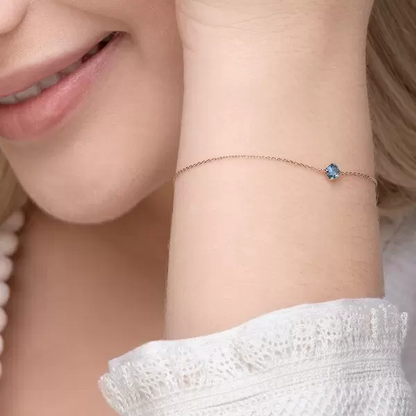 Leaf Jewelry Armkette Cabochon, Blue Topaz, 14 K Rosegold Blitzangebot