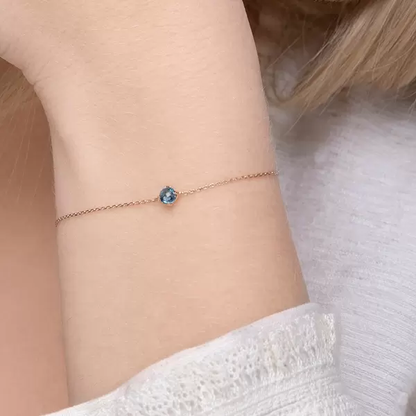 Leaf Jewelry Armkette Cabochon, Blue Topaz, 14 K Rosegold Blitzangebot