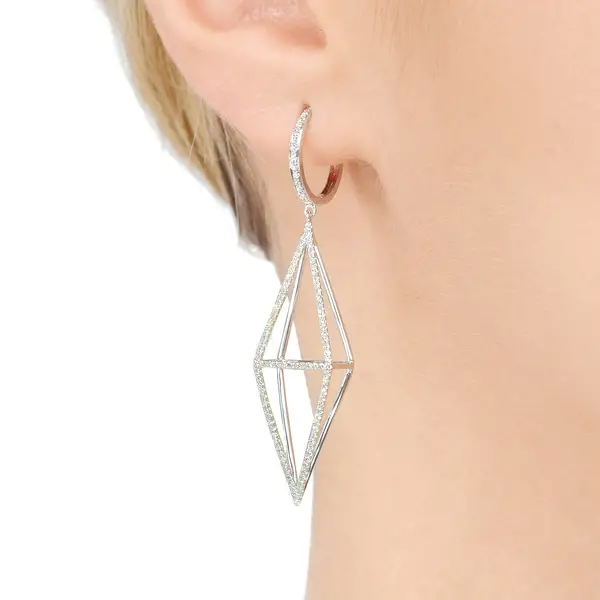 Leaf Jewelry Ohrringe Trapez mit Diamanten, 18 K Rosegold Bestseller