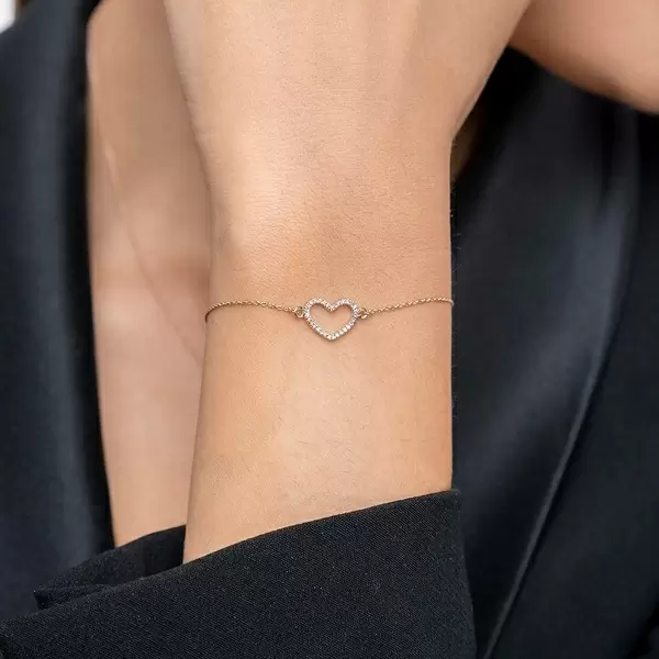 Leaf Jewelry Armkette Heart mit Diamanten, 18 K Roségold Saisonale Angebote