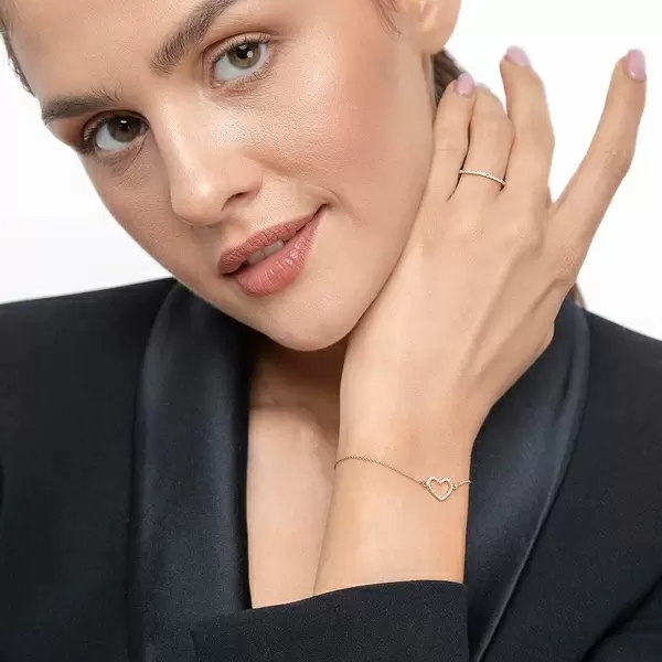 Leaf Jewelry Armkette Heart mit Diamanten, 18 K Roségold Saisonale Angebote