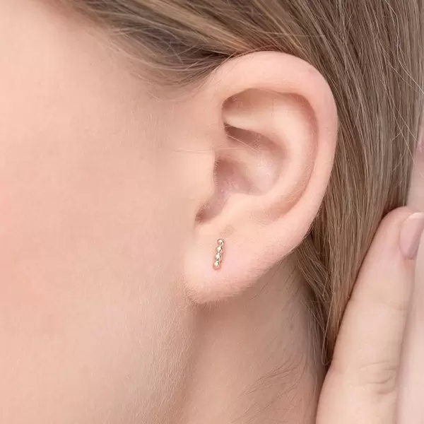 Leaf Jewelry Ohrstecker 4 Kugel, 14K Rosegold Räumungsverkauf