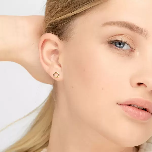 Leaf Jewelry Ohrstecker Circle, 14 K Gelbgold Kauf eins, bekomm eins gratis