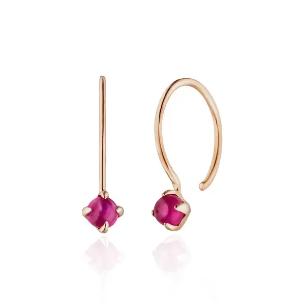 Leaf Jewelry Ohrringe Cabochon, Rubin, 14 K Roségold Super Sparpreis