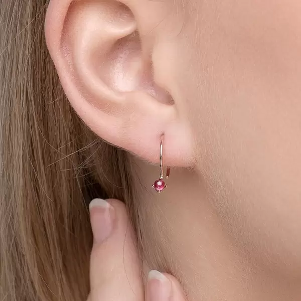 Leaf Jewelry Ohrringe Cabochon, Rubin, 14 K Roségold Super Sparpreis