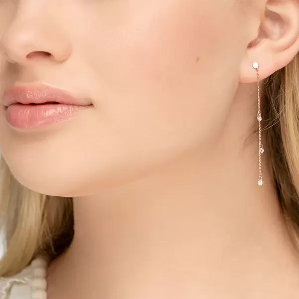 Leaf Jewelry Ohrringe Pure Chain mit Diamanten, 18 K Rosegold JETZT KAUFEN