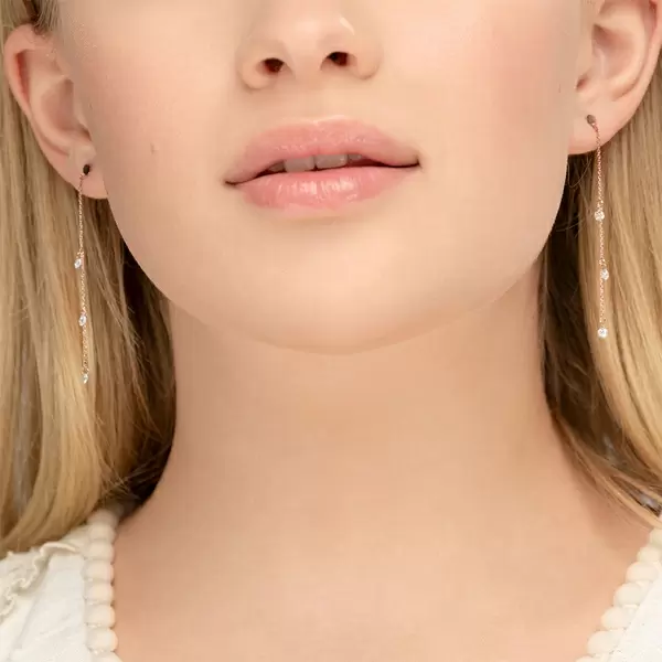 Leaf Jewelry Ohrringe Pure Chain mit Diamanten, 18 K Rosegold JETZT KAUFEN