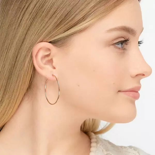 Leaf Jewelry Creole Rund L, 40mm, 14 K Rosegold Zeitbegrenzte Promotion