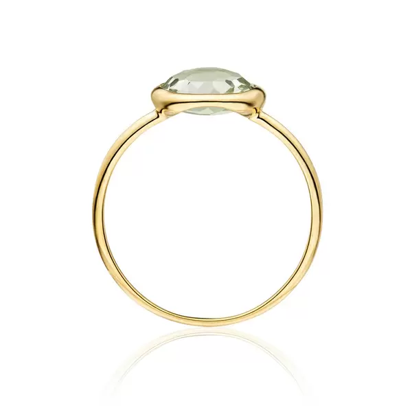 Leaf Jewelry Ring Grüner Amethyst, 14 K Gelbgold, Vierteljährliche Förderung