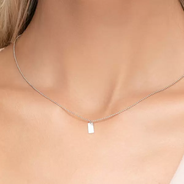 Leaf Jewelry Halskette Tiny Dog Tag, 14 K Weißgold Bis zu 55% Rabatt