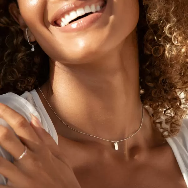 Leaf Jewelry Halskette Tiny Dog Tag, 14 K Weißgold Bis zu 55% Rabatt