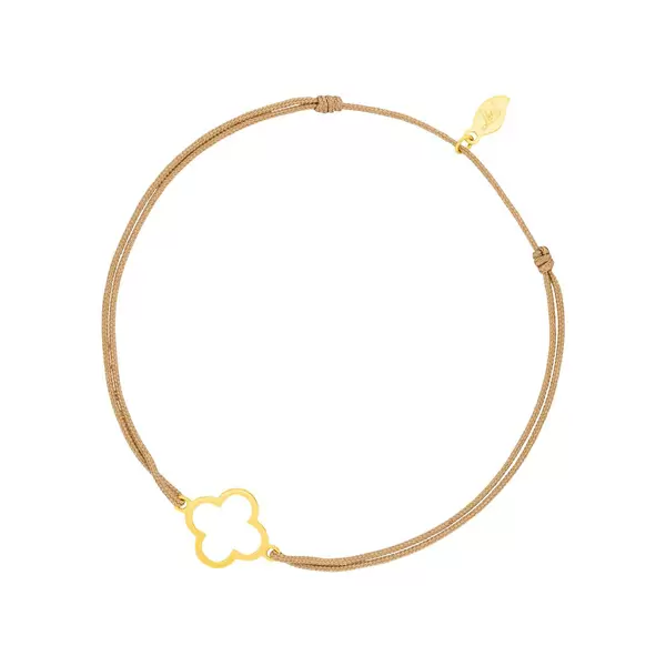 Leaf Jewelry Glücksbändchen GENTLE CLOVER, 14 K Gelbgold, Beige Discount Store für neue Produkte