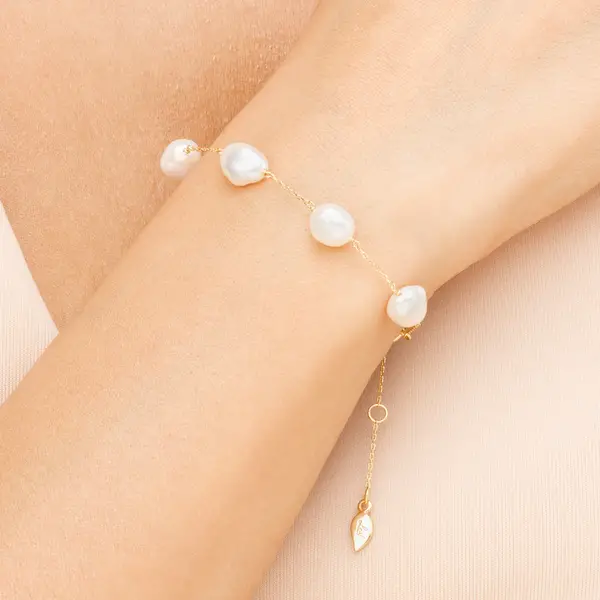 Leaf Jewelry Armkette Barock Pearls, 14K Gelbgold Nur noch ein Tag übrig