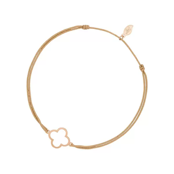 Leaf Jewelry Glücksbändchen GENTLE CLOVER, 14 K Rosegold, Beige Super Rabatt