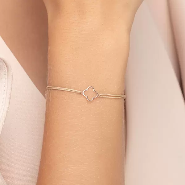 Leaf Jewelry Glücksbändchen GENTLE CLOVER, 14 K Rosegold, Beige Super Rabatt