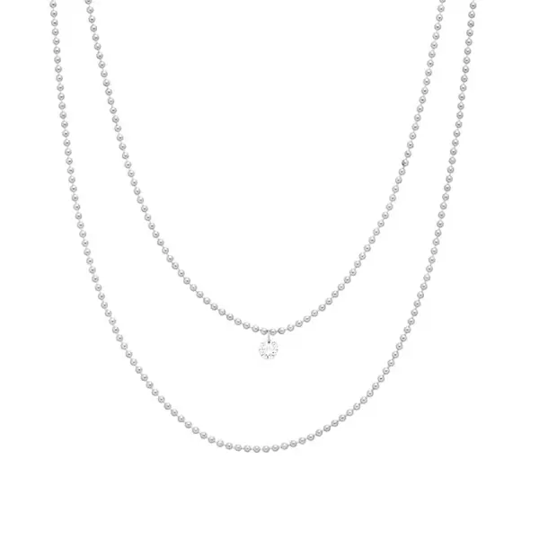 Leaf Jewelry Halskette Pure Double, Diamant, 14 K Weißgold Riesige Rabatte