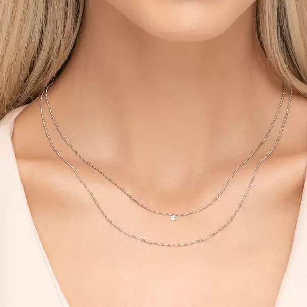 Leaf Jewelry Halskette Pure Double, Diamant, 14 K Weißgold Riesige Rabatte