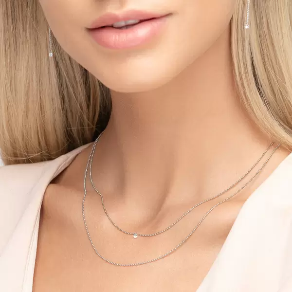 Leaf Jewelry Halskette Pure Double, Diamant, 14 K Weißgold Riesige Rabatte