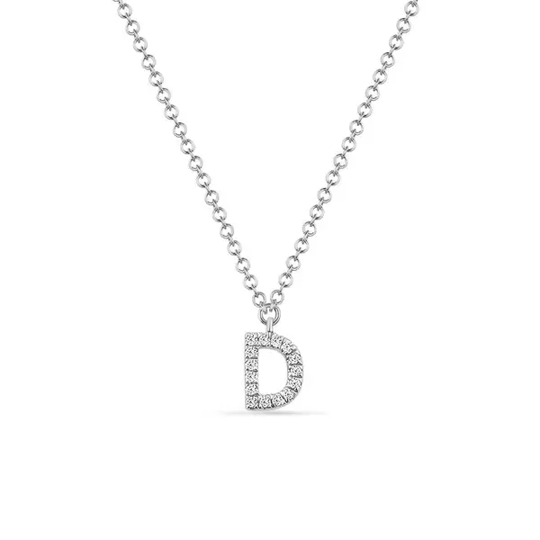 Leaf Jewelry Halskette Letter "D", 14 K Weißgold mit Diamanten 50% Rabatt mit kostenlosem Versand