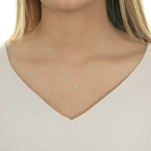 Leaf Jewelry Halskette Letter "D", 14 K Weißgold mit Diamanten 50% Rabatt mit kostenlosem Versand