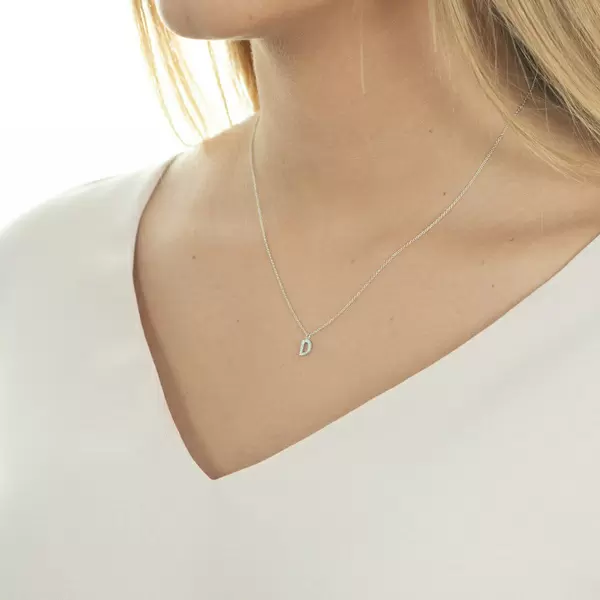 Leaf Jewelry Halskette Letter "D", 14 K Weißgold mit Diamanten 50% Rabatt mit kostenlosem Versand