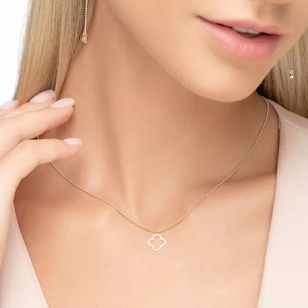 Leaf Jewelry Halskette GENTLE CLOVER, 14 K Gelbgold Kostenloser Versand international