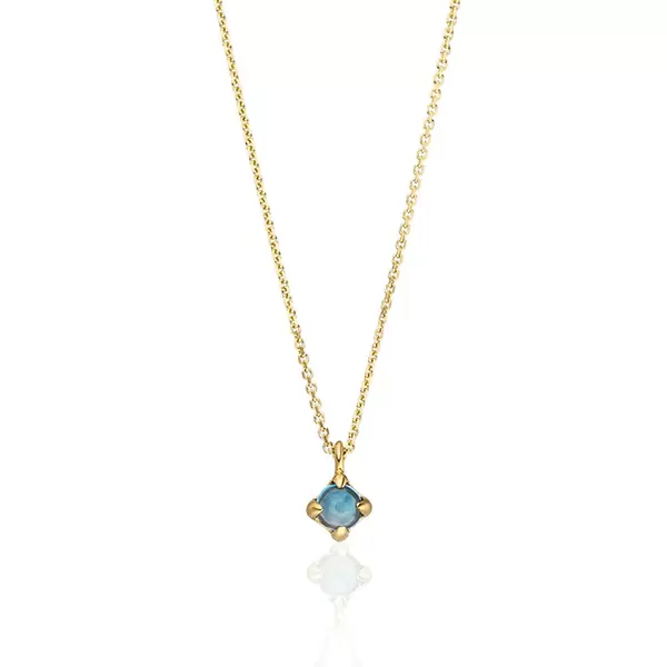 Leaf Jewelry Halskette Cabochon, Blauer Topas, 14 K Gelbgold Begrenzt auf 3 Tage