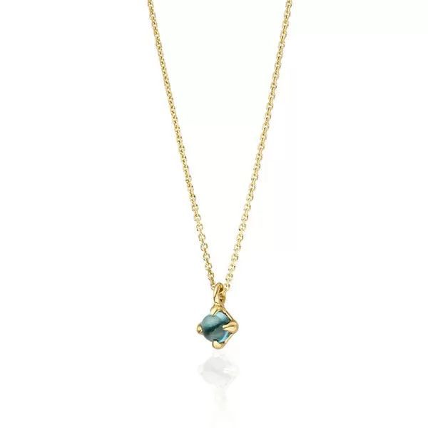 Leaf Jewelry Halskette Cabochon, Blauer Topas, 14 K Gelbgold Begrenzt auf 3 Tage