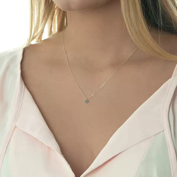 Leaf Jewelry Halskette Cabochon, Blauer Topas, 14 K Gelbgold Begrenzt auf 3 Tage