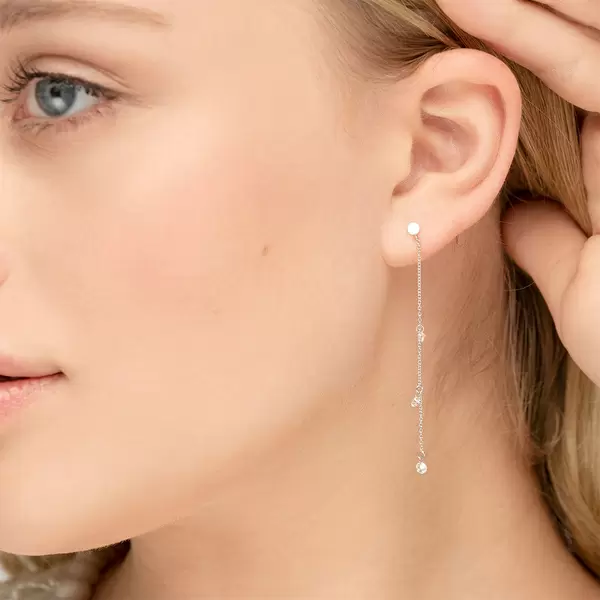 Leaf Jewelry Ohrringe Pure Chain mit Diamanten, 18 K Weissgold Rabatte dieses Monats