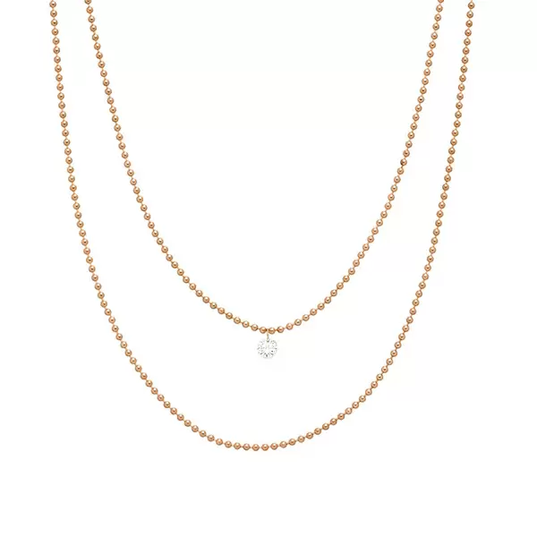 Leaf Jewelry Halskette Pure Double, Diamant, 14 K Rosegold Outlet