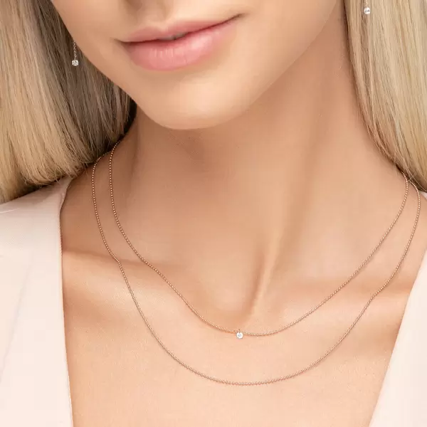 Leaf Jewelry Halskette Pure Double, Diamant, 14 K Rosegold Outlet