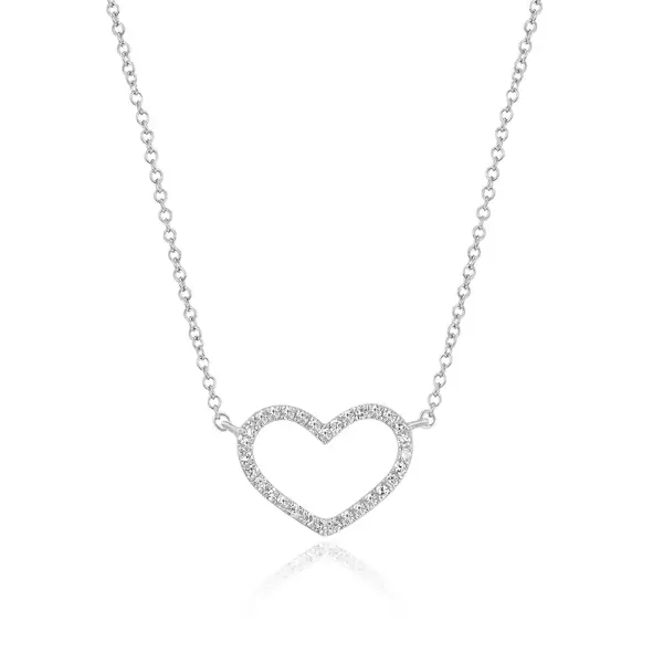 Leaf Jewelry Halskette Heart mit Diamanten, 18 K Weissgold Verkauf